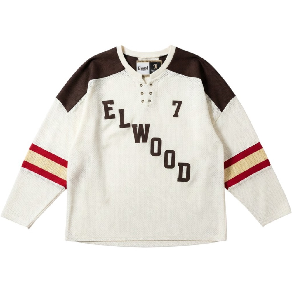 Elwood Clothing Vintage Inspired Hockey Jersey Mesh Brown Cream Mens XL 7